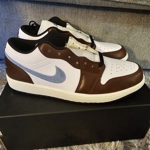 Nike Air Jordan Retro 1 Low White Blue Grey Brown FQ7832-142 mens sizes